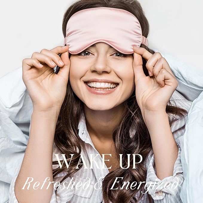 Silk Satin Sleeping Eye Mask, Pink Sleep Eye Mask Night Blindfold for Women and Men, Soft Breathable Blackout Eyeshade Eye Cover for Travel, Wedding Bridesmaid Gift - Bloomnest