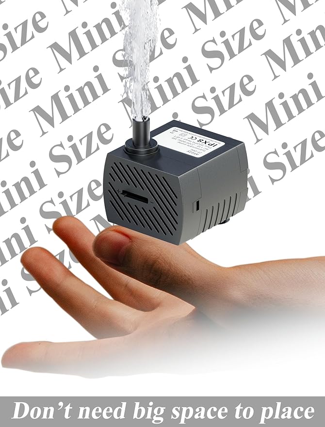 alizzy 100GPH Small Submersible Water Pump(360L/H, 5w), Ultra Quiet Water Fountain Pump with 3ft. High Lift and 6ft. power cord for Aquarium, Fish Tank, Water Feature, Pet Fountain and Hydroponics - Bloomnest