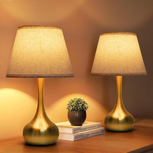 ONEWISH Touch Table Lamp Set of 2, Farmhouse 3-Way Dimmable Bedside Lamps for Nightstand with Fabric Shade, Desk Lamp for Reading, Bedroom, Livingroom, Office - Bloomnest