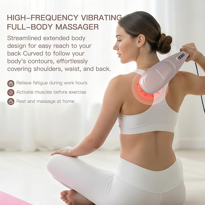 MEGAWISE Handheld Back Massager | Deep Tissue Percussion Massage for Back, Neck, Shoulders, Waist and Legs (Rose Gold) - Bloomnest
