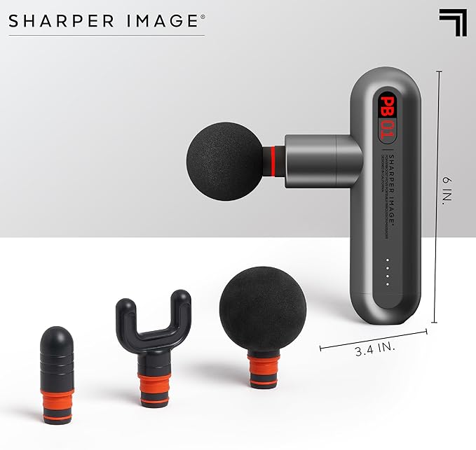 Sharper Image Percussion Massage Gun, Powerboost Move, Lightweight & Portable, 4 Attachments, 4 Speeds, Full Body Back & Shoulder Massager for Deep Tissue Muscle Recovery, Pain Relief & Soreness - Bloomnest