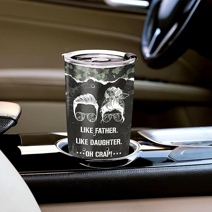 WAZONE Like Father Like Daughter Tumbler Stainless Steel 20oz Insulated Cup Double Wall Vacuum Travel Mug Funny Gifts Birthday Christmas Presents for Best Dad Daddy Dads From Daughters - Bloomnest