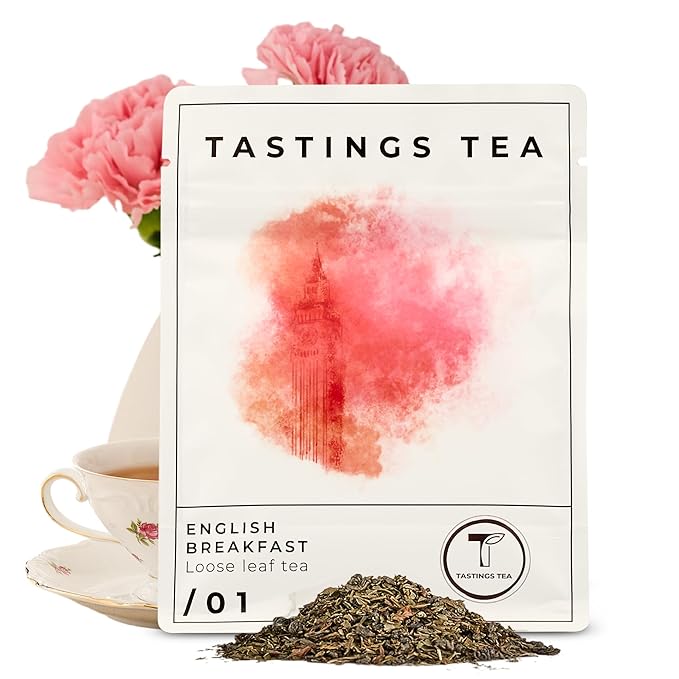 Tastings Tea English Breakfast Tea, 3.5 oz. | Natural Loose-Leaf Black Tea Blend with Assam & Nilgiri Flavor | Caffeinated - Bloomnest