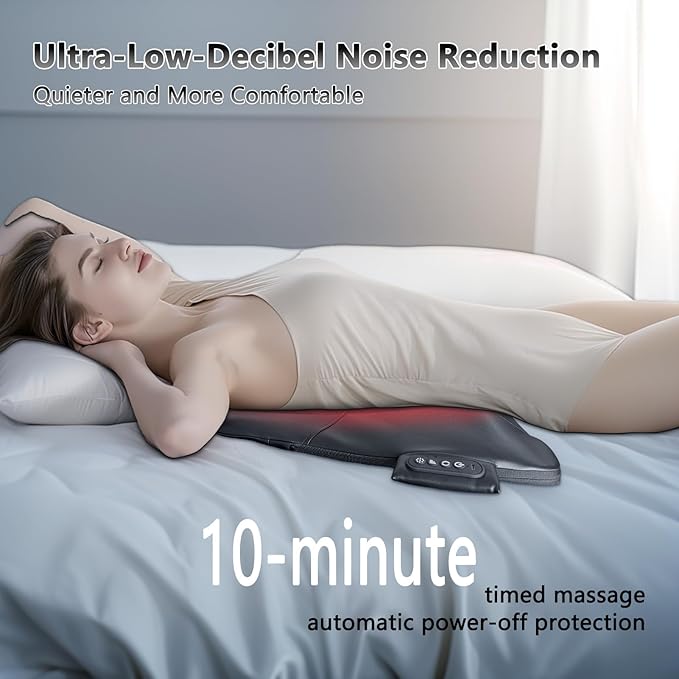 Back Massager for Pain Relief Deep Tissue, Ultrathin Rolling Up and Down Full Back Massage with Heat, 4D Shiatsu Kneading, Shoulder Massager, Extended Widened Design for Home, Office, Car Use, Black - Bloomnest