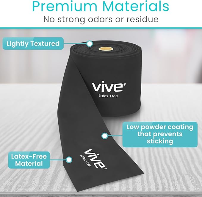 Vive Professional Resistance Bands - 25 Yard Non-Latex Roll for Physical Therapy, Lower and Upper Body Exercise Workout - Straight Elastic for Strength Training, Rehabilitation, Women, Men - Bloomnest