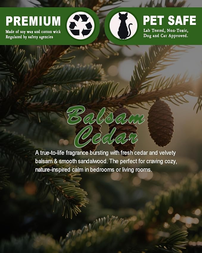 Balsam Cedar Scented Candles for Christmas Decor, Soy Scented Candle for Home Large Jar Candle, Aromatherapy Candle Over 60 Hours Christmas Candles Ideal Holiday Gift - Bloomnest