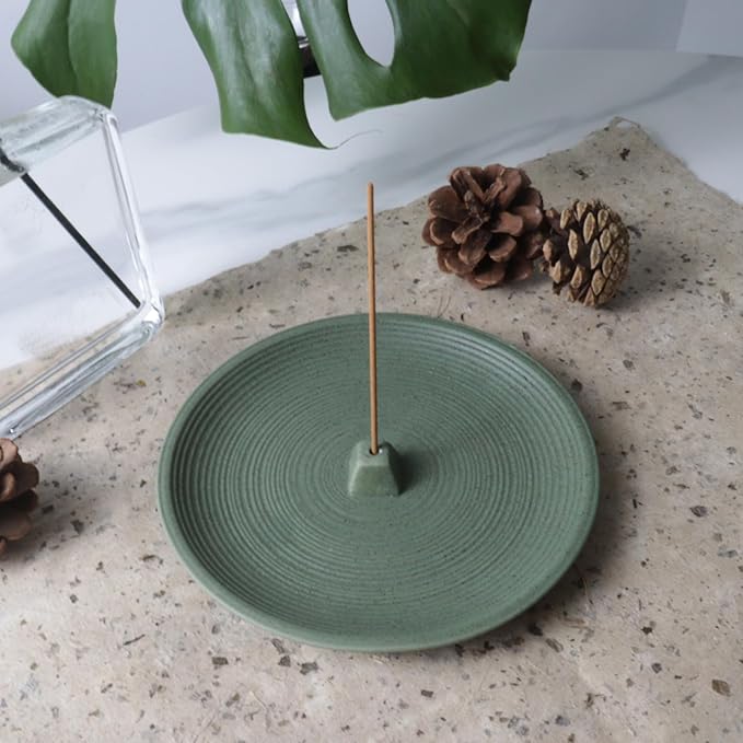 Incense Holder and Insence-Stick Holder,Incense Holder for Sticks, Simple Insence Tray for Set for Office Yoga and Livingroom (Green) - Bloomnest