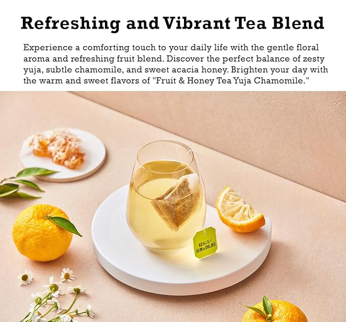 Damtuh Yuzu Honey Chamomile Tea – Citrusy & Floral Herbal Tea Blend, 20 Tea Bags (1g each) - Bloomnest