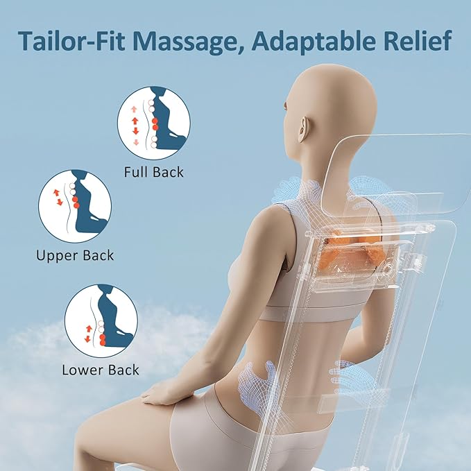 MOUNTRAX Back Massager for Chair, Full Back Massager for Pain Relief Deep Tissue, Massage Chair Pad with Soft S-Curve Design, Versatile Portable Massage Seat Cushion, Chair Massager - Bloomnest