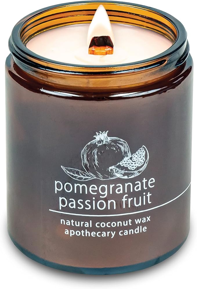 Hemlock Park Crackling Wood Wick Candle Handcrafted with Natural Coconut Wax (Standard 8 oz, Pomegranate Passion Fruit) - Bloomnest