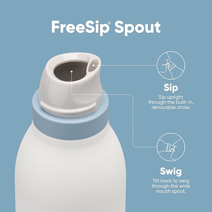 Owala FreeSip Twist Insulated Stainless Steel Water Bottle with Straw for Sports and Travel, BPA-Free, 18-oz, Mint/White (Iced Breeze) Owala