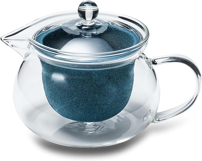 Heatproof Glass Teapot 13.5 fl (400 ml) with Removable Ceramic Infuser strainer Ha-Pot Made in Japan (Green) - Bloomnest
