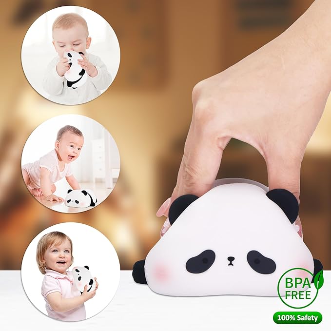 Attivolife Panda Night Light, Cute Animal Squishy Silicone Touch Lamp, Rechargeable Dim Timer LED Nightlight, Feeding Room Bedside Decor, Best Birthday Gifts for Women Girlfriend - Bloomnest