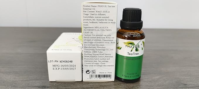 PHATOIL 1.01FL.Oz Tea Tree Essential Oil, for Aromatherapy Diffusers, Humidifiers, Great for DIY Candle and Soap Making, Gift for Friend(30ML) PHATOIL