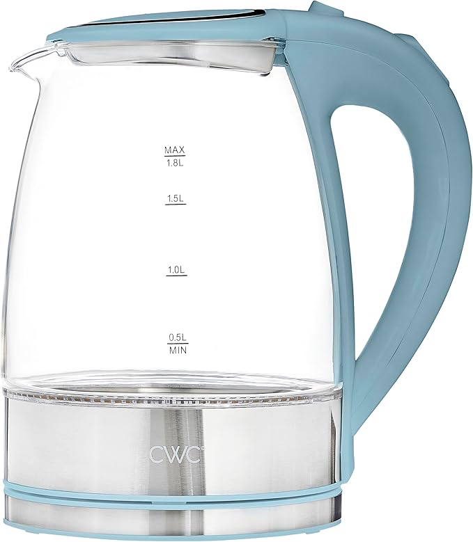 COOK WITH COLOR Electric Tea Kettle, 1.8L Cordless Hot Water Boiler, 1200W Rapid Boil, Auto Shutoff & Boil Dry Protection, BPA-Free, Sleek Countertop Design, Slate Blue - Bloomnest