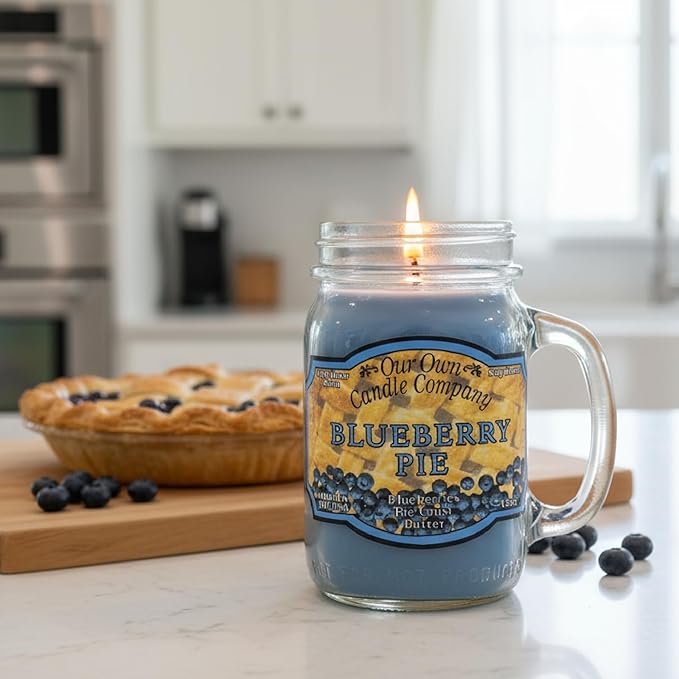 Our Own Candle Company, Blueberry Pie Scented Mason Jar Candle, 100 Hour Burn Time, 13 Ounces - Bloomnest