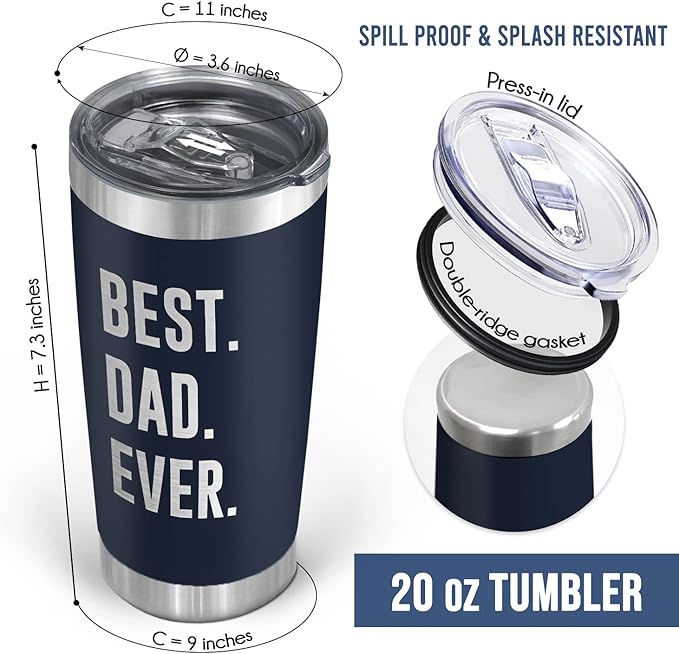 TEEZWONDER Gifts for Dad from Daughter Son - 20 oz Stainless Steel Insulated Coffee Tumbler with Lid - Birthday Gifts for Dad Who Wants Nothing, Mens Birthday Gift Ideas - Bloomnest