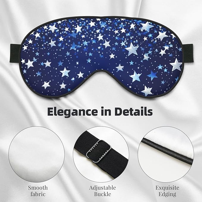 Sleep Eye Mask Blue Beautiful Shining Star Sleep Mask for Women Men Comfortable Eye Mask with Adjustable Strap Soft Eye Cover Blindfold for Travel Yoga Nap Shift Work - Bloomnest