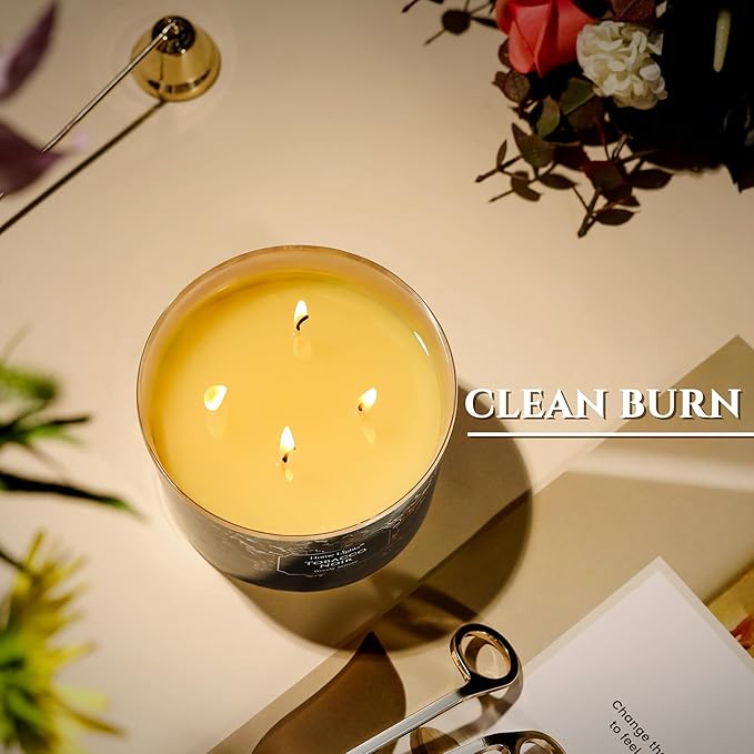 HomeLights Scented Candles for Women & Men, 18oz Candle Jars Aromatherapy 4-Wick Candle, Ideal for Industrial Chic Home Decor and Gifts, Tobacco Noir Fragrance - Bloomnest