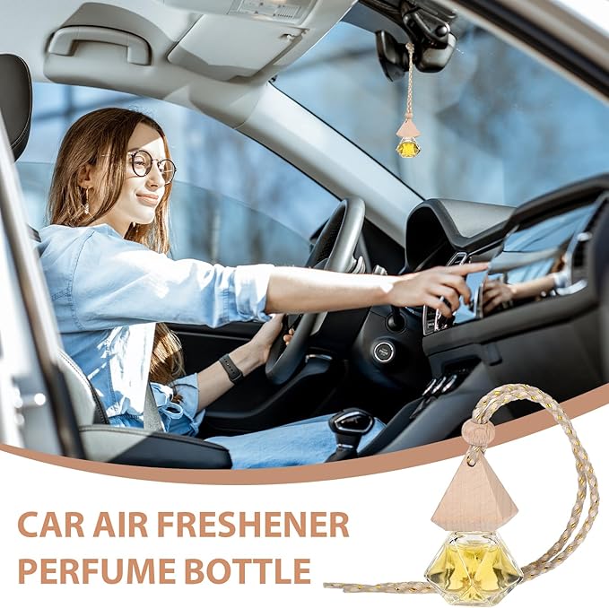 Demissle 50 Pcs Hanging Car Air Freshener Car Diffuser Bottles Empty Glass Perfume Diffuser Bottles Pendant Bulk for Essential Oils Fragrance Aromatherapy Bottle Ornament(Diamond and Triangle) - Bloomnest