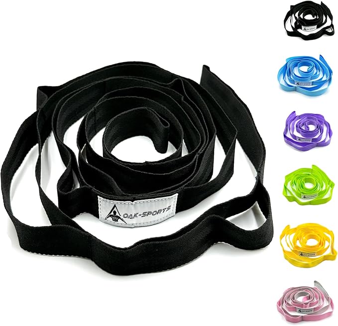 Stretching Strap Yoga Strap with Loops, Stretch Straps for Physical Therapy, Non-Elastic Exercise Strap for Pilates, Dance and Gymnastics with Workout Guide - Bloomnest