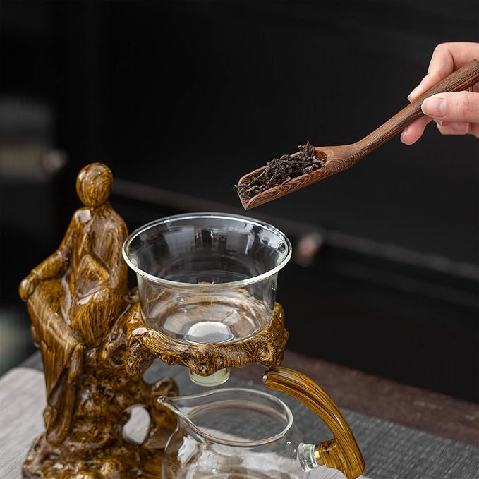 Semi Automatic Teapot Set, Glass Teapot Set with Strainer Kungfu Tea Sets (Meditation-brown) - Bloomnest