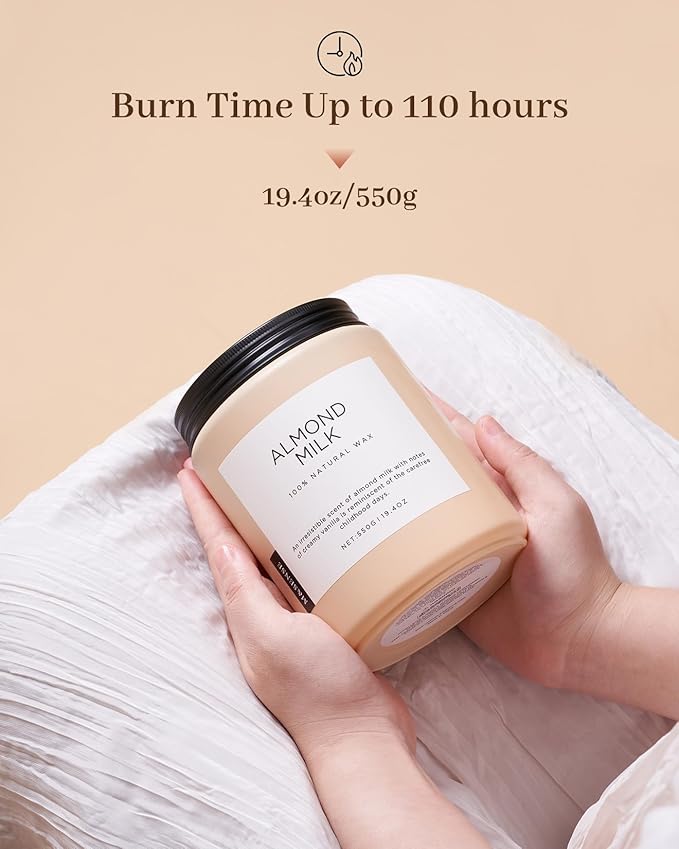 M&SENSE Almond Milk Scented Candles for Home, 19.4oz 110 Hours Long Lasting Non Toxic Natural Organic Soy Wax Relaxing Scented Candle Housewarming Gift for Friends Teachers - Bloomnest