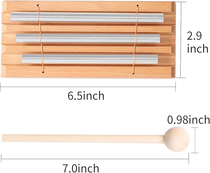 Energy Chimes Percussion Hand Bells: Trio 3 Tone Chime Music Instrument with Mallet for Yoga Meditation Sound Healing Teachers' Classroom Tools - Bloomnest