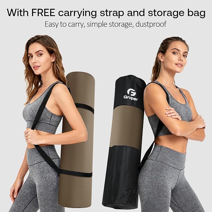 Yoga Mat Non Slip NBR Thick Yoga Mat, 72"L x 32"/24"W x 0.6"/0.4"TH (185cm x 80cm/61cm x 15mm/10mm), Anti-Tear Exercise Mat with Carrying Strap and Bag, Workout Mats for Yoga, Pilates, Floor Exercises - Bloomnest
