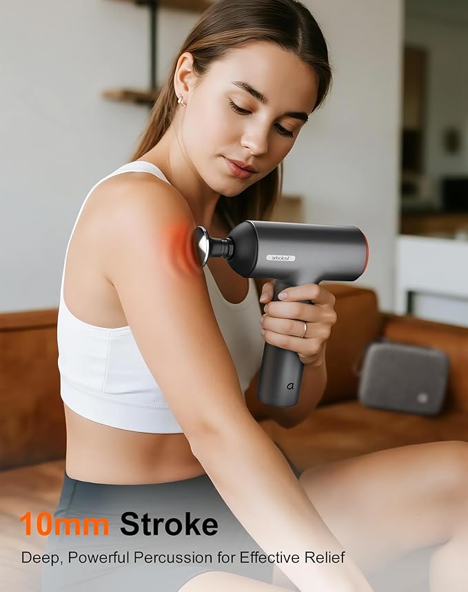 arboleaf Thermal Massage Gun Deep Tissue with Heat, Handheld Muscle Percussion Massager with Full-Metal Head, 6 Replacements for Athletes Pain Relief, Relax, Gifts for Men and Women - Bloomnest