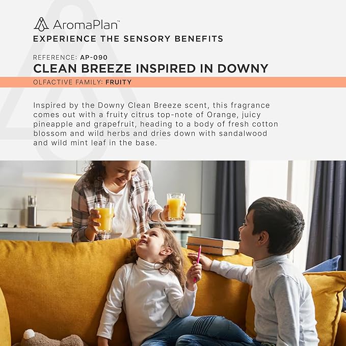 AromaPlan Scents, Clean Smelling Essential Oils, Clean Breeze Inspired by D. (5 Fl Oz /148ml)-Fresh Scent Essential Oil for Diffuser, USA Fragrance, Bigger Bottle, Bolder Aroma & Longer Lasting AromaPlan