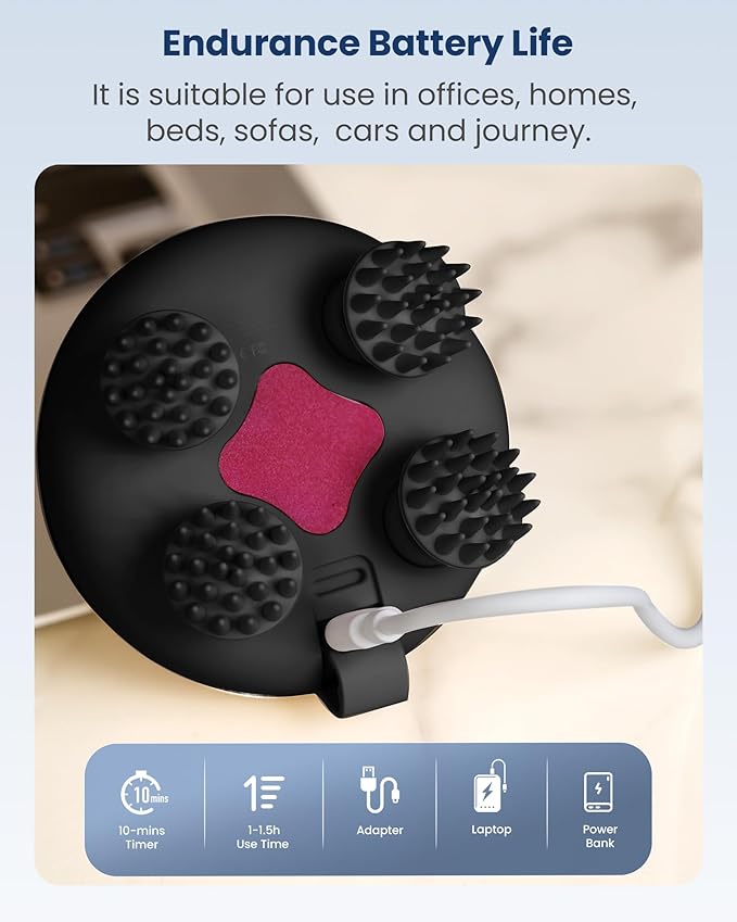 COMFIER Cordless Head Massager Scalp Massager Hair Growth with 3 kneading Modes,Waterproof Hair Massage with 8 Claws for Deep Cleansing,Body Cat Head Scratcher,Gift for Women,Men COMFIER
