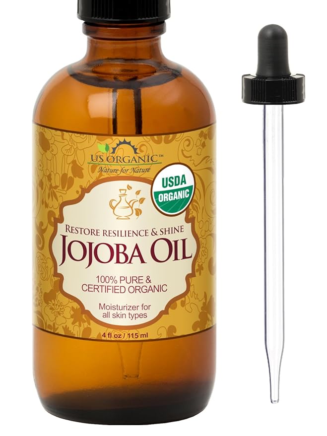 US Organic Jojoba Oil, USDA Certified Organic,100% Pure & Natural, Cold Pressed Virgin, Unrefined, Haxane Free, Sourced from Middle East Directly (Medium (4oz, 115ml))