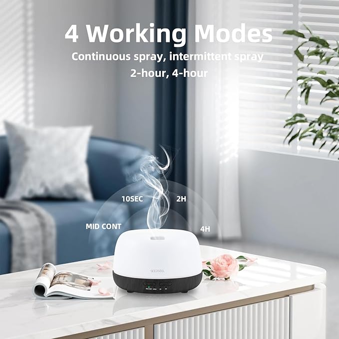 300ML Essential Oil Diffuser with Remote Control, Aromatherapy Diffuser with 7-Color Changing LED Light for Small Rooms, Bedroom, and Home - Bloomnest