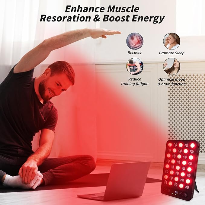 Red Light Therapy Panel, 200W High Power for Face and Body Pain Relief & Skin Care - Dual Chip 660nm Red and 850nm Infrared Light - Reduce Joint Inflammation, Improve Sleep, Built-in Timer SCESFU