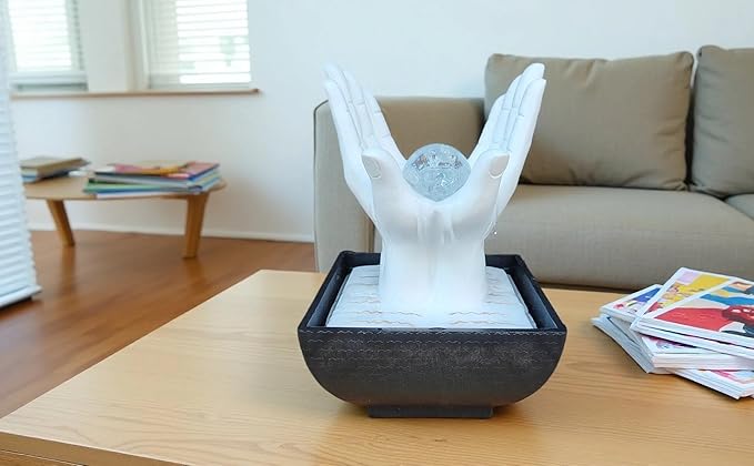 Indoor Water Fountain, Small Water Fountain Indoor, Indoor Water Feature with Desk Waterfall, Zen Table Top Fountains for Home Office Desk Decor, Mini Tabletop Fountains(White) - Bloomnest