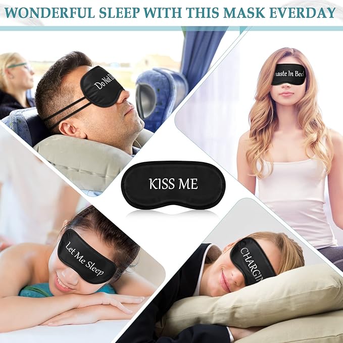 Eurzom 40 Pcs Funny Sleep Eye Mask Soft Night Sleep Mask Bulk for Sleeping Blackout Blindfolds with Adjustable Strap for Women Men Kids Travel Nap Meditation Party Gifts Favors(Black) - Bloomnest