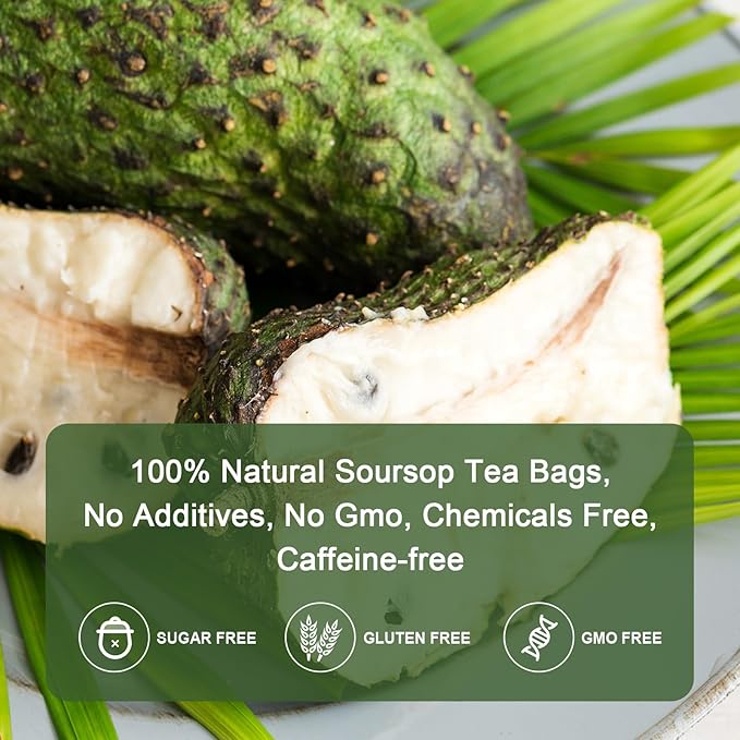 Organic Soursop Leaf Tea Bags | Annona Muricata Herbal Tea for Relaxation & Wellness | Caffeine-Free, Antioxidant Rich | 30 Count | Gluten-Free, Non-GMO - Bloomnest