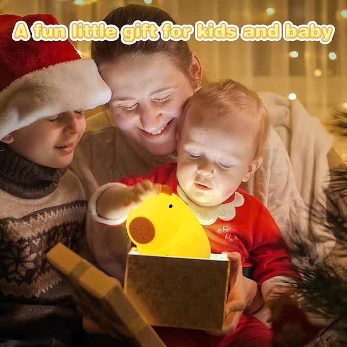 Night Light for Kids, Rechargeable Dimmable Silicone LED Nightlight with 7 Colors, Baby Nursery Night Lamp, Touch Squishy Lamp, Cute Gifts for Girls, Boys, Toddler Room Decor, Capybara - Bloomnest