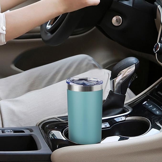 20 oz Skinny Tumbler with Lid and Straw,Stainless Steel Vacuum Insulated Tumbler Cup Double Wall Leak-proof Coffee Mug,Travel Thermal Water Tumbler for Home,Office,Outdoor (Glacier blue,8) - Bloomnest