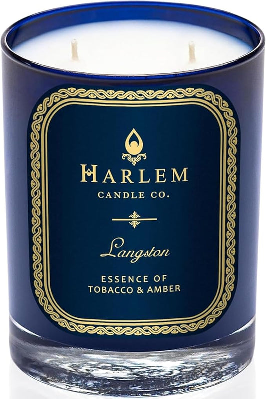 HARLEM CANDLE CO. Langston - Luxury Scented Soy Candle, 11 oz - 80-Hour Burn Time | Jasmine, Sandalwood, Nutmeg, Clove, Vanilla, Leather | Scented Candles for Home - Bloomnest