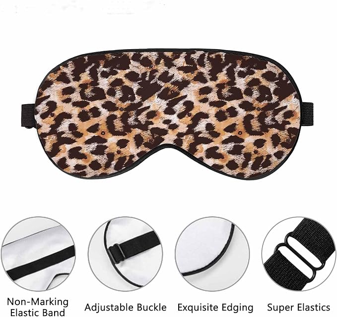 Coloring Leopard Sleep Eye Mask Small Large Black Spots Men Women Sleep Mask with Adjustable Strap Eye Cover Eye Shade for Travel, Nap,Meditation - Bloomnest