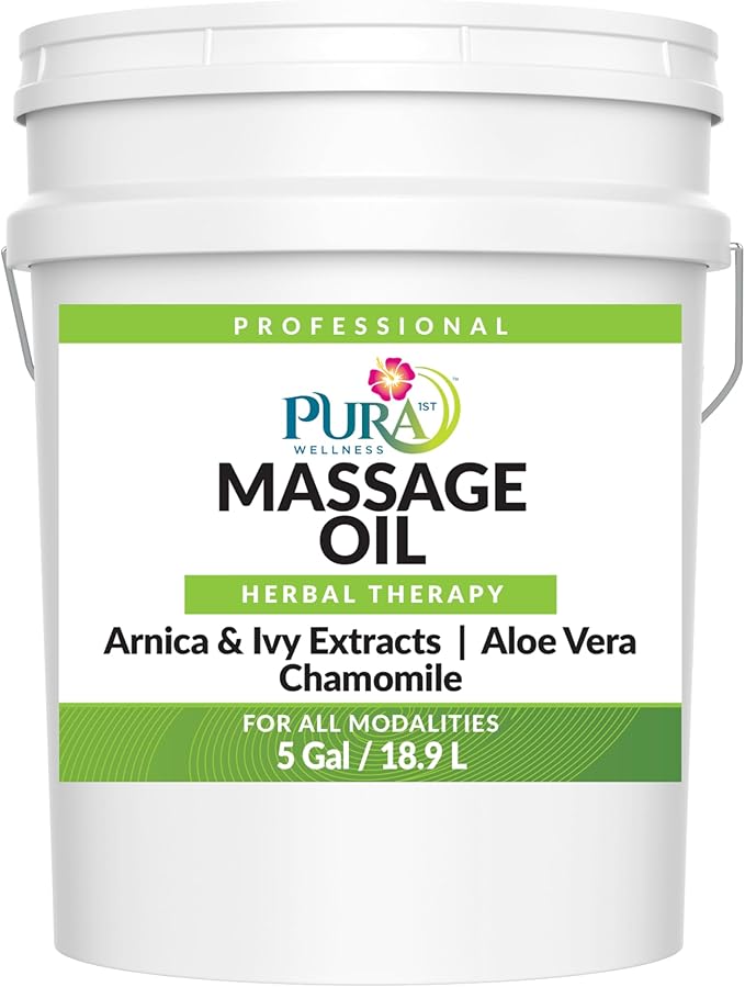 Wellness Professional Herbal Massage Oil 5 Gallon, Hypoallergenic Formula for Muscle Relief, Professional Deep Tissue, Unscented for Physical Therapy and Muscle Recovery, Hydrating, Skin Restoring - Bloomnest
