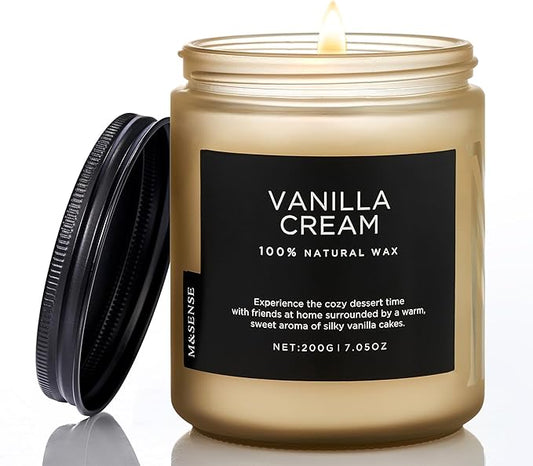 M&SENSE Vanilla Candles 100% Natural Organic Soy Wax Relaxing Aromatherapy Scented Candle, 7.05oz 50 Hours Burning Time Non Toxic Housewarming Gifts for Women and Men - Bloomnest