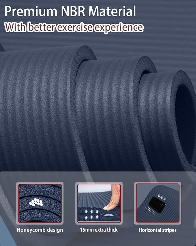 Yoga Mat Thick Wide Yoga Mats for Women Men Large Exercise Mat 78"x35" 1/2 Inch Workout Mat for Home Gym, with Carrying Yoga Bag