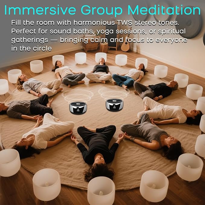 Sound Frequency Instruments, Meditation Tone TWS Machine- Solfeggio Bath Device for Yoga, Mindfulness, Singing Therapy System of Chakra Relaxation and Stress 5 Tones, 3 Timer Modes PUVIDJUTMEDITATIONMACHINE