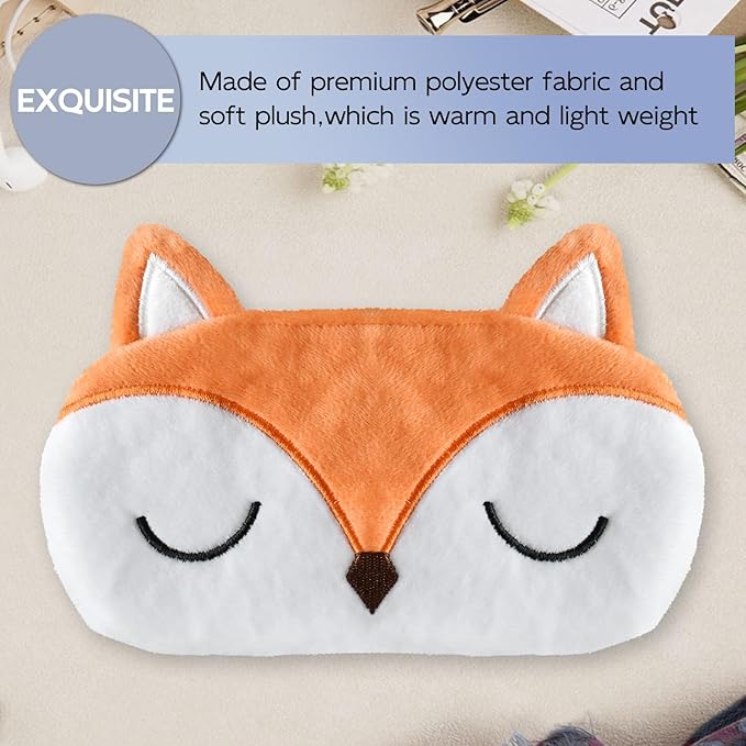 Cute Sleep Masks Cartoon Animal Fox Eye Masks Soft Plush Sleeping Mask Travel Blindfold Eye Shade for Kids Girls & Adults (Fox) - Bloomnest