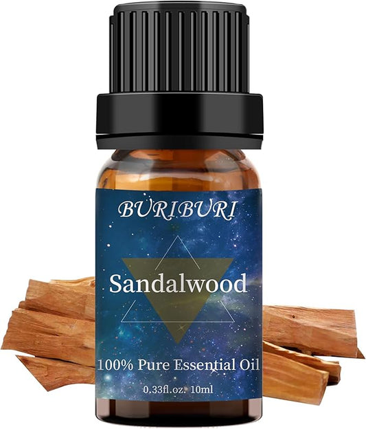 BURIBURI Sandalwood Essential Oils for Diffuser, Skin, Hair, 100% Pure, Fragrance Oil for Candle Soap Perfume Making, Natural, Organic Aromatherapy Sandalwood Oils 10ML - Bloomnest