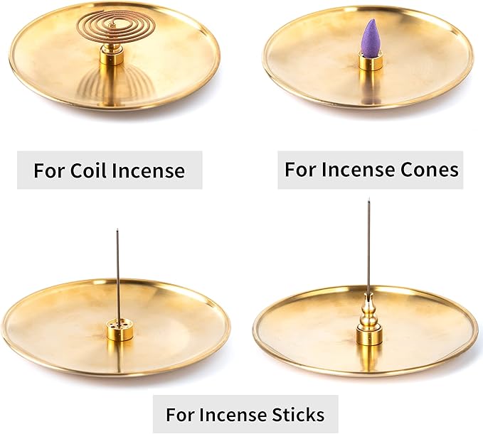 3 in 1 Incense Burner - 6.7 Inch Brass Incense Holder for Incense Sticks/Coil Incense/Incense Cones - Metal Gourd-Shaped Ash Catcher for Meditation Yoga Room Home Decor ZX11M - Bloomnest