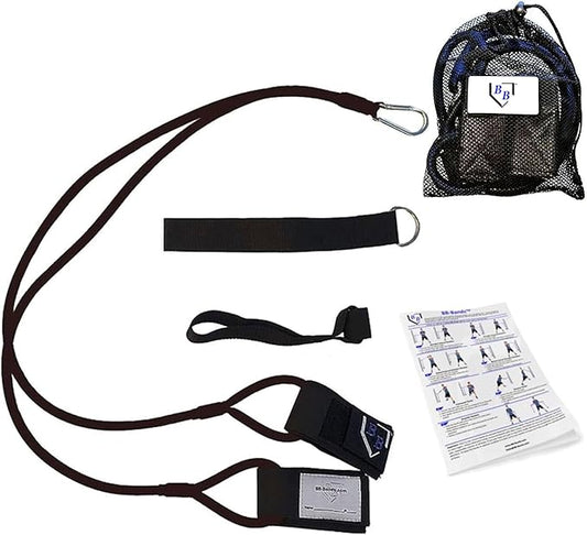 BB Bands Baseball Softball Resistance Training Bands - Arm Strength, Pitching Conditioning Equipment, 3 Strengths (Youth, Adult, Heavy), 7 Colors, Includes Anchor Strap, Door Mount, Bag, Workout Guide - Bloomnest